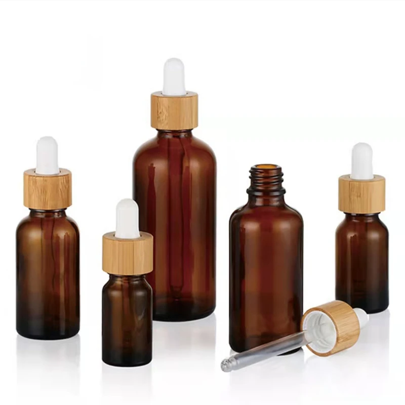 Juice Bottle Dropper - 5ml-100ml Dropper Bottle Bamboo Wood Lid