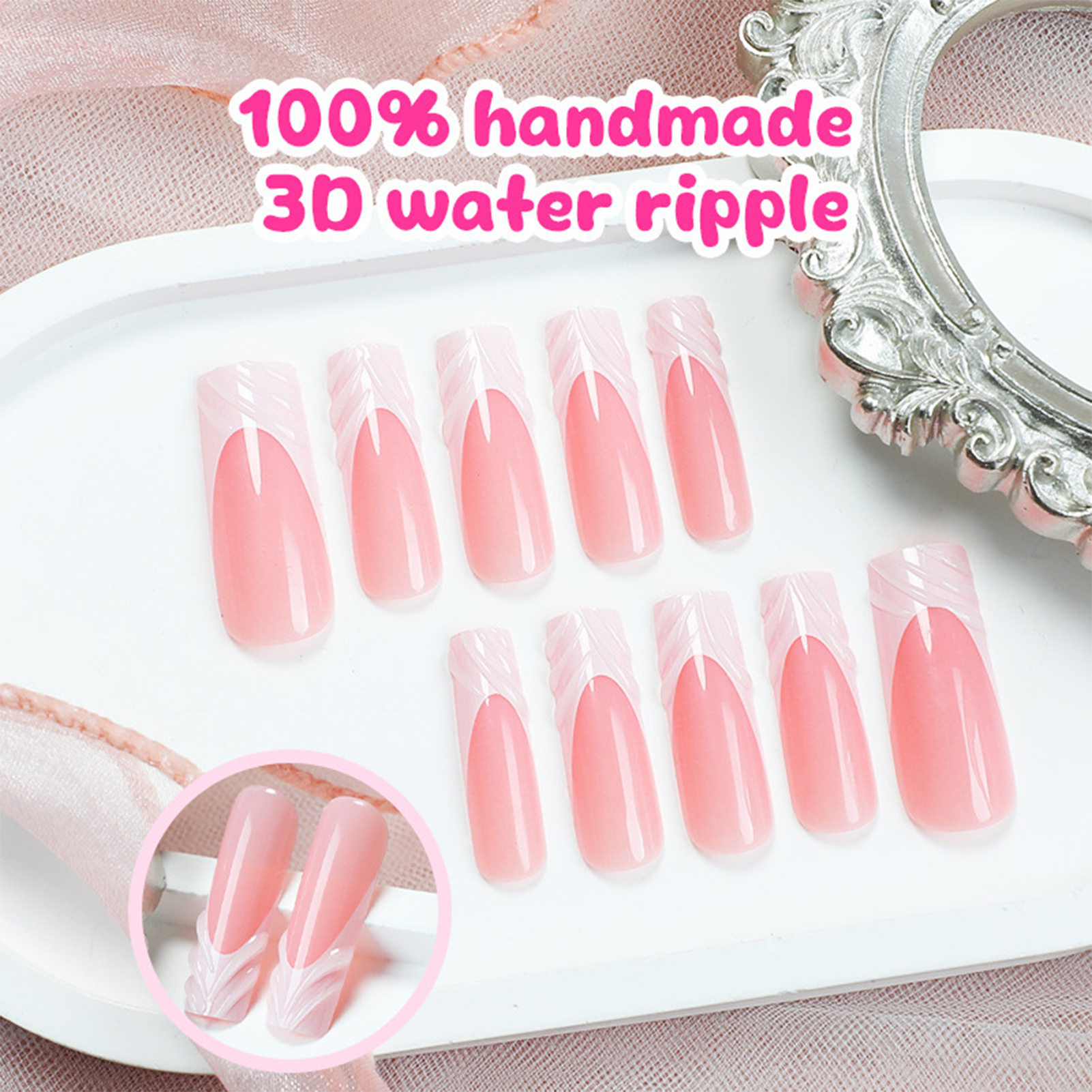 24Pcs Long Square Head Nails S - Drip Tip Resin ulasan dan harga