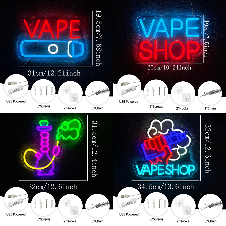 Vape Shop Neon Signs, Led Lett - Vaping Shop ulasan dan harga