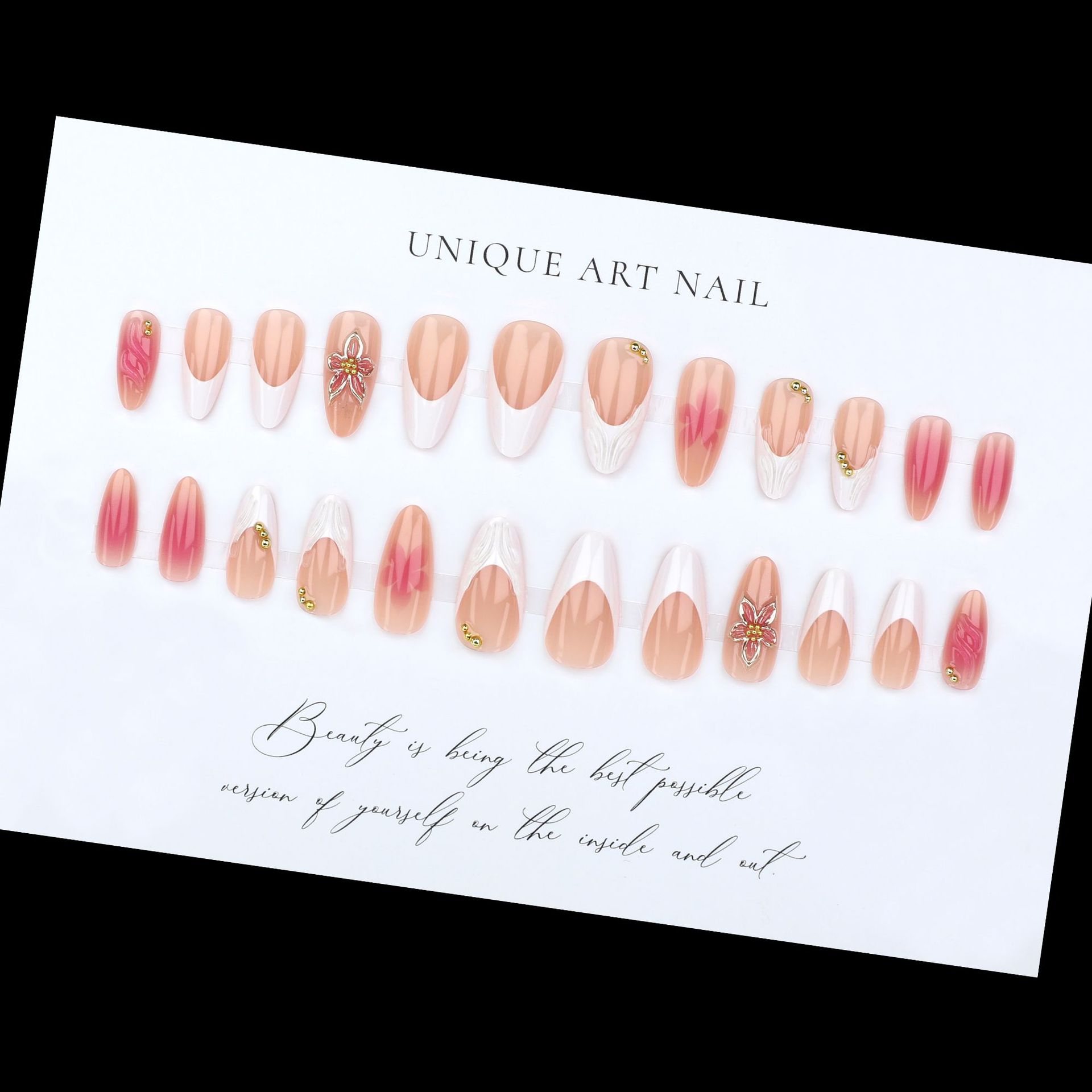 24pcs Simple White French Nude - Drip Tip Resin ulasan dan harga